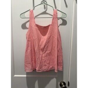 Club Monaco Womens Square Neck Plisse Bow Tank Top Blouse Pink Size Small Box B
